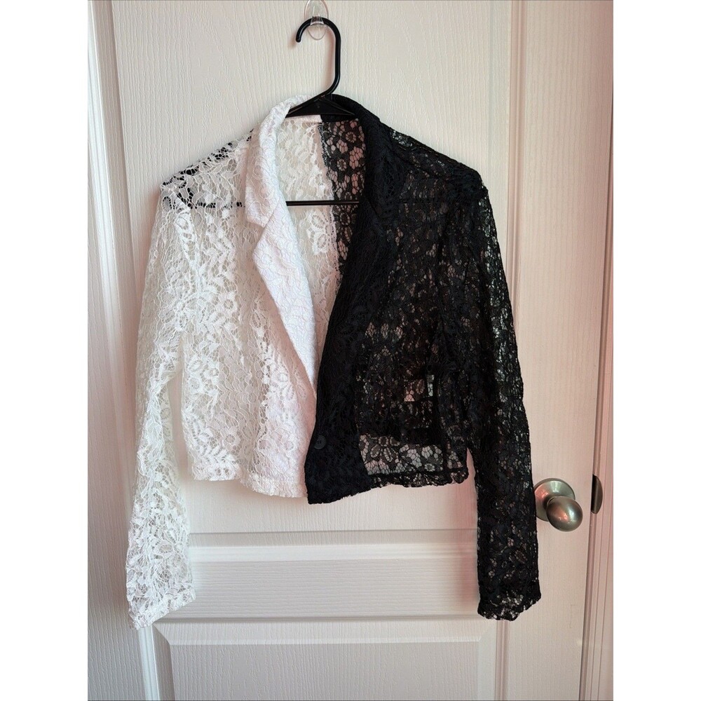 Black Lace blazer jacket Medium Designer